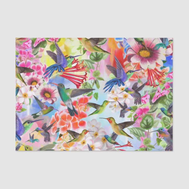 Papel De Seda Aves e flores (Frente )