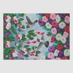 Papel De Seda Aves e flores