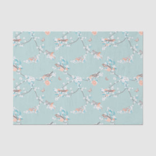 Papel De Seda Aves e Flores