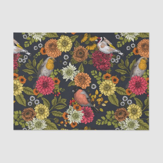 Papel De Seda Aves e flores do jardim 2 (Frente )