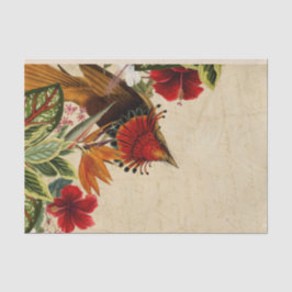 Papel De Seda Aves e Flores Tropicais Vintage