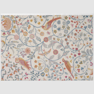 Papel De Seda Aves e Flores, William Morris