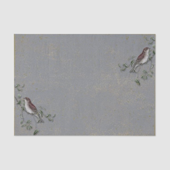 Papel De Seda Aves e Sucursais da Vintage (Frente )