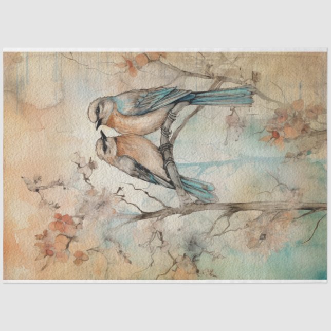 Papel De Seda Aves florestais de Primavera de fadas n.o 1 (Frente )