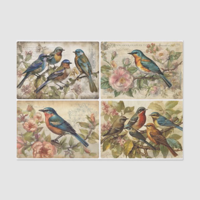 Papel De Seda Aves primavera (Frente )