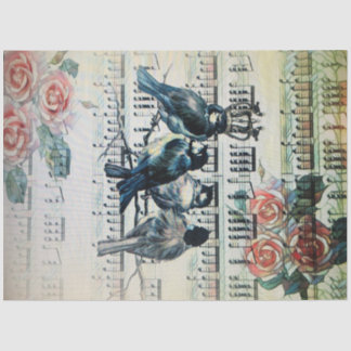 Papel De Seda Aves românticas num galho