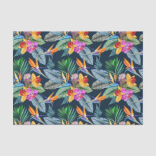 Papel De Seda Aves Tropicais De Paraíso E Orquídea
