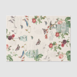 Papel De Seda Aves Vintage, Borboletas e Aves
