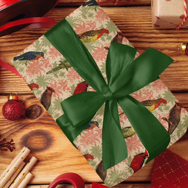 Papel De Seda Aves Vintage de Natal (Criador carregado)