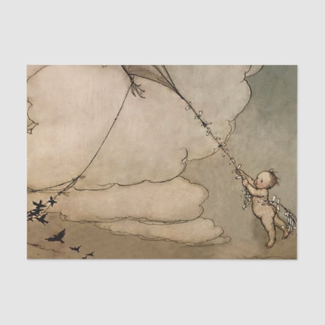 Papel De Seda "Away On a Kite" por Arthur Rackham (Frente )