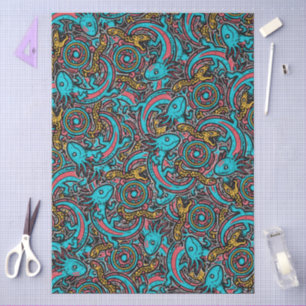 Papel De Seda Axolote Azteca Xolotl Padrão Tribal mitologia boho