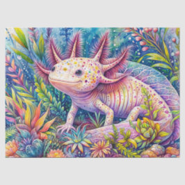 Papel De Seda Axolotl Aquarela Vibrante Arte Botânica