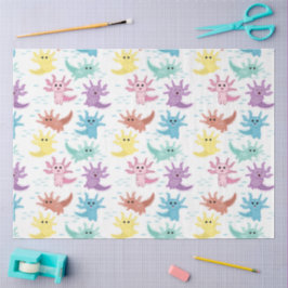 Papel De Seda Axolotl Kids Cute Salamander Patterno