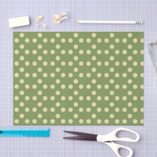 Papel De Seda Azeite bolinhas e ouro pálido