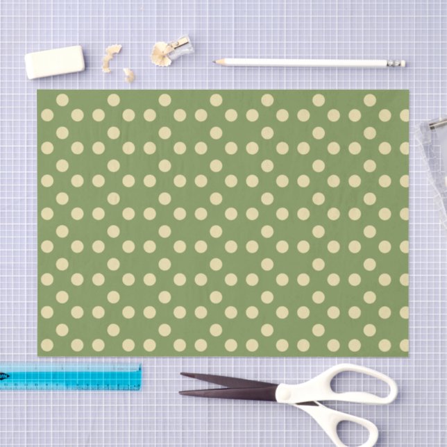 Papel De Seda Azeite bolinhas e ouro pálido (Arte )