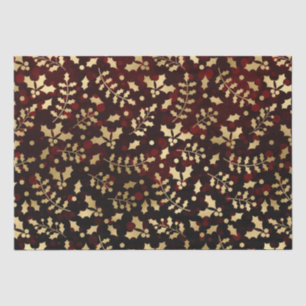 Papel De Seda Azevem de Natal com Efeito Bokeh Vermelho e Folha