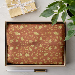 Papel De Seda Azevinho Dourado
