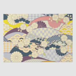 Papel De Seda Azul Amarelo Branco Japonês Kimono - Dissociação F