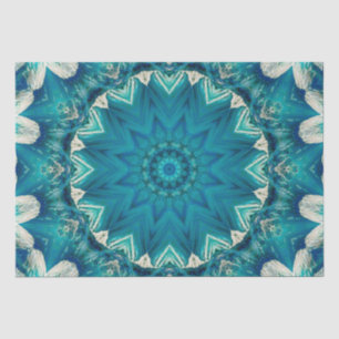 Papel De Seda Azul Aqua Mandala Rosette Retro Hippie