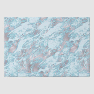 Papel De Seda Azul Aqua Silver Marble