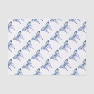 Papel De Seda Azul-aquarela Borboleta-roxa