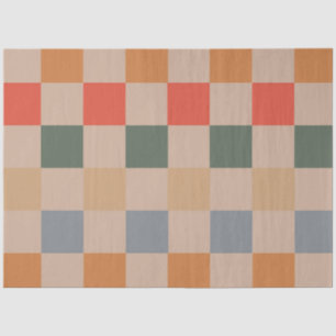 Papel De Seda Azul bege Laranja Castanho Marrom Verificado Padrã