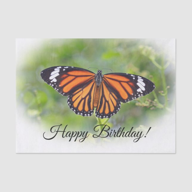 Papel De Seda Azul-borboleta com faixa laranja bonito Foto Anive (Frente )