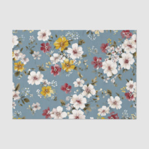 Papel De Seda Azul Branco Amarelo Vermelho Ditsy Pastel Boho Vin