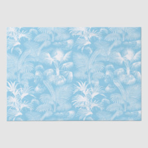 Papel De Seda Azul-branco-azul-palmeira tropical moderna