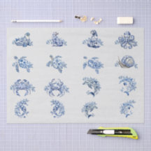 Azul Branco Delft Inspirado em Vintage Individual