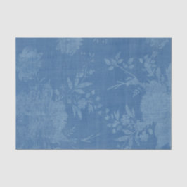 Papel De Seda Azul Brilhante no Padrão Floral Azul