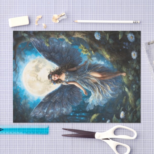 Papel de Seda Azul Cerúleo Fada (Arte )