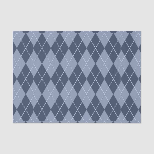 Papel De Seda Azul Cinza Argyle (Frente )
