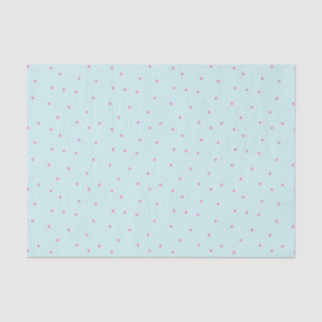 Papel De Seda Azul Claro com Bolinhas Cor-de-Rosa (Frente )