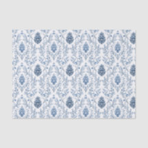 Azul Claro e Damasco Branco com Pinhas