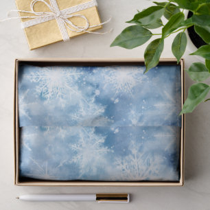 Papel De Seda Azul com Estilo de Aquarela com Flocos de Neve