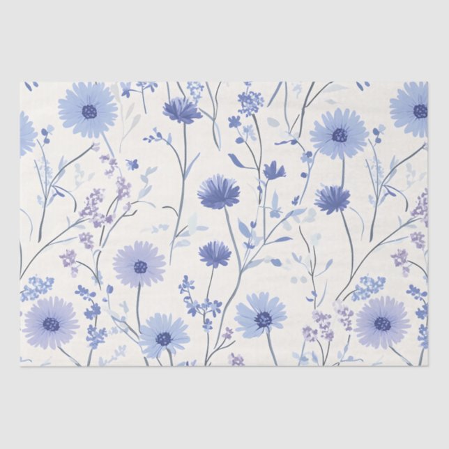 Papel De Seda Azul Cornflower Floral (Frente )