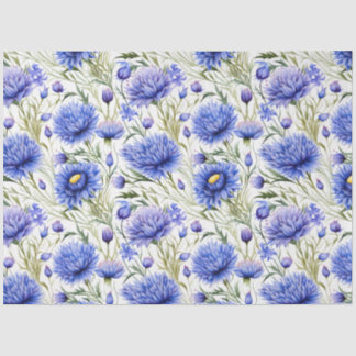 Papel De Seda Azul Cornflower Sem Costura Padrão, Blue Floral