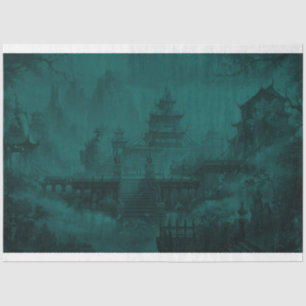 Papel De Seda Azul de Decoupage Mural Design asiático