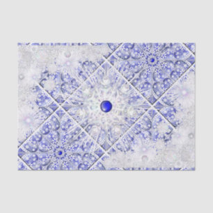 Papel De Seda Azul de rendas cerâmicas de Grécia e floco de neve