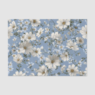 Papel De Seda Azul Ditsy Pastel Boho 70s Floral Vintage