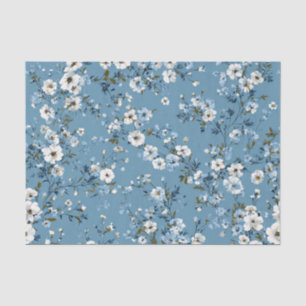 Papel De Seda Azul Ditsy Pastel Boho 70s Floral Vintage