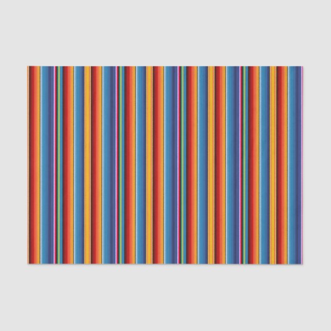 Papel De Seda Azul Dourado Vermelho Mexicano Sarape (Frente )