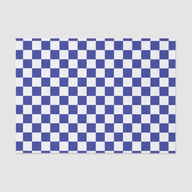 Papel De Seda Azul e branco Checkered (Frente )