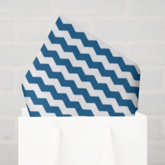 Papel De Seda Azul e Branco Chevron