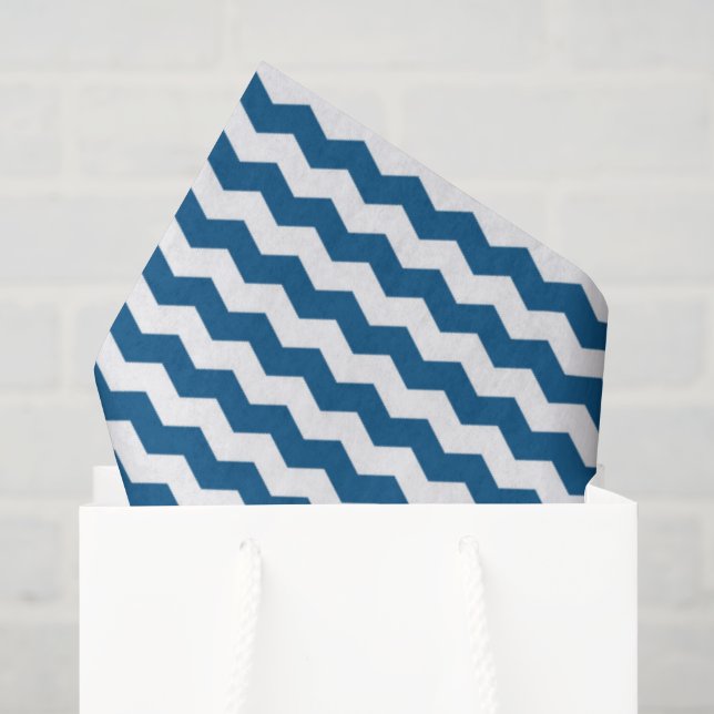 Papel De Seda Azul e Branco Chevron (Sacola de presentes)