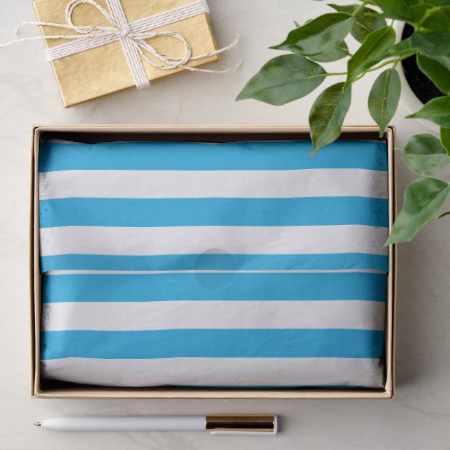 Papel De Seda Azul e branco riscado (Presente)