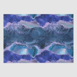 Papel De Seda Azul Escuro e Glitter Agate do Oceano Glitter Púrp