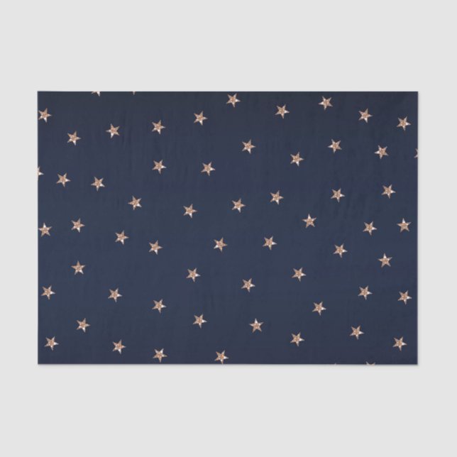 Papel De Seda Azul Escuro e Rosa Dourado Estrelas Brilhantes (Frente )