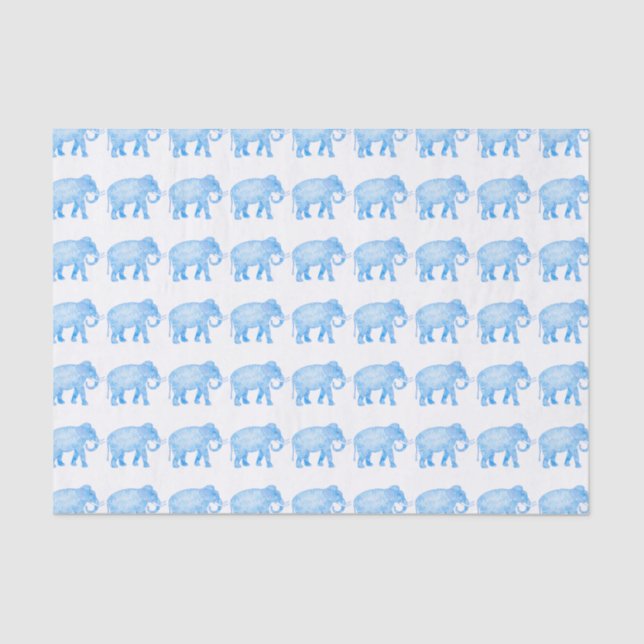 Papel De Seda Azul extravagante elefante modelado (Frente )